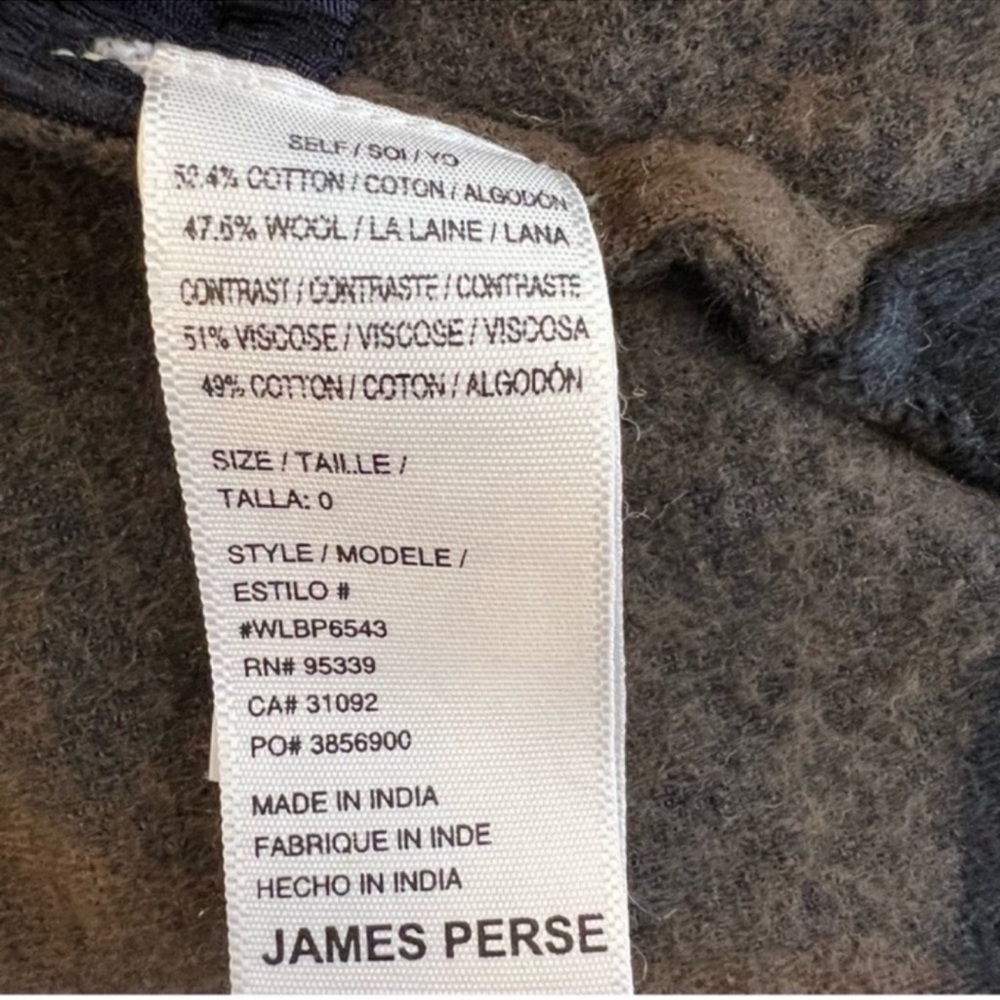 James Perse Wool Long Shacket XS Brown Black Buffalo Plaid Oversized Neutral - Picture 5 of 9